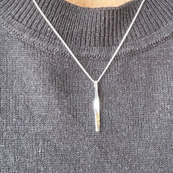 Sterling Silver Twisted Bar Necklace - Picture 9 of 11